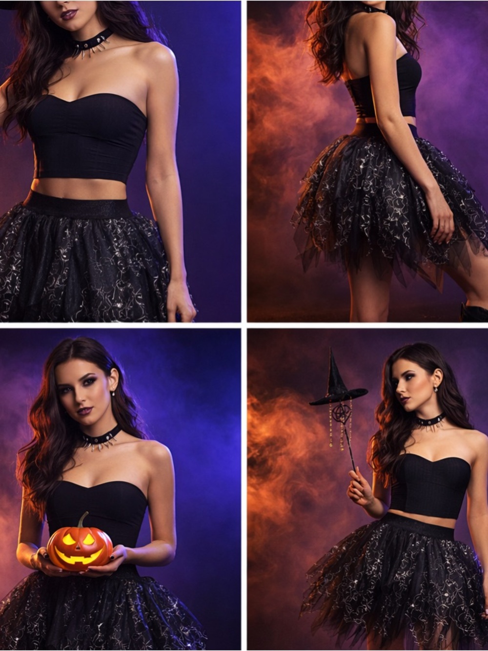Spirit Black Layered Tulle Mini Skirt with Silver Star Accents